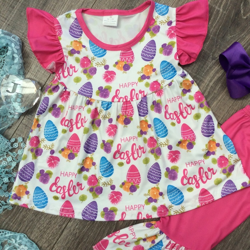 Boutique Girls Easter 2pc Ruffle Outfit - Picture 2 of 3